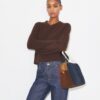 Bolso satchel de ante con bloques de color Bolso satchel de ante con bloques de color