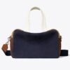 Bolso satchel de ante con bloques de color Bolso satchel de ante con bloques de color
