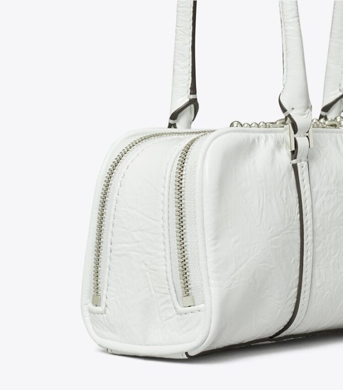 Bolso satchel mini de piel arrugada color Marshmallow Bolso satchel mini de piel arrugada color Marshmallow