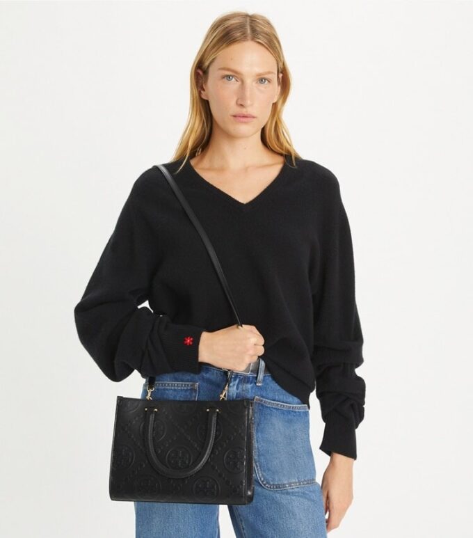 Bolso tote con asa superior y estampado T Monogram Bolso tote con asa superior y estampado T Monogram