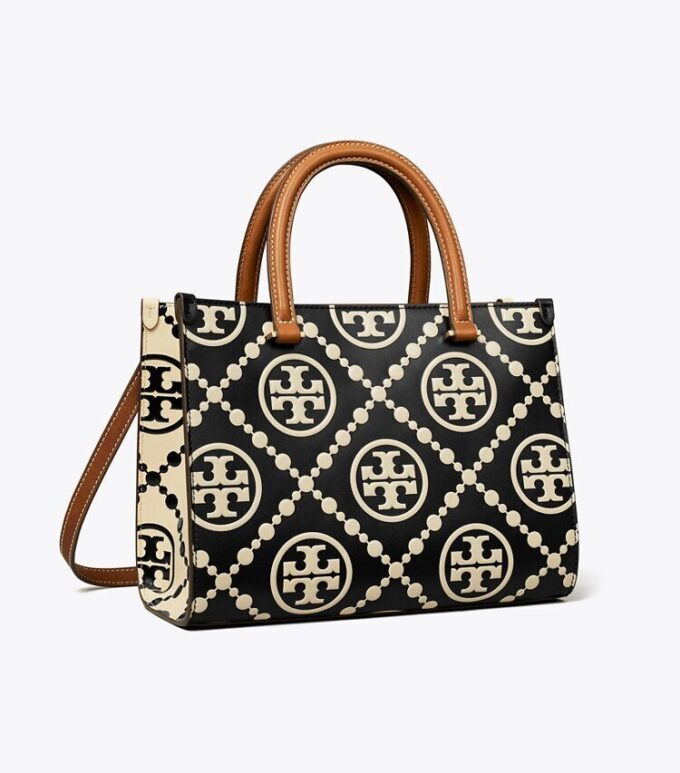 Bolso tote con asa superior y relieve en contraste T Monogram Bolso tote con asa superior y relieve en contraste T Monogram