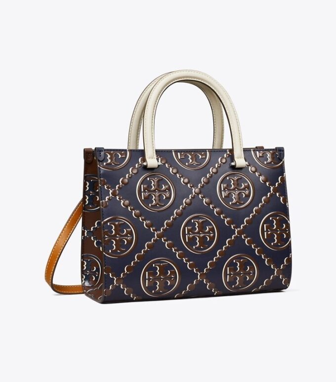 Bolso tote con asa superior y relieve en contraste T Monogram Bolso tote con asa superior y relieve en contraste T Monogram