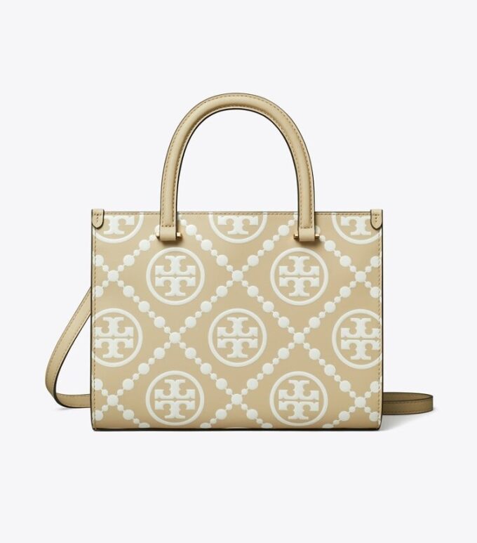Bolso tote con asa superior y relieve en contraste T Monogram Bolso tote con asa superior y relieve en contraste T Monogram