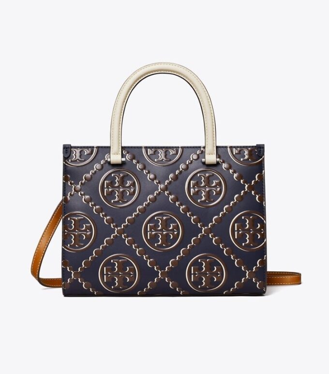 Bolso tote con asa superior y relieve en contraste T Monogram Bolso tote con asa superior y relieve en contraste T Monogram