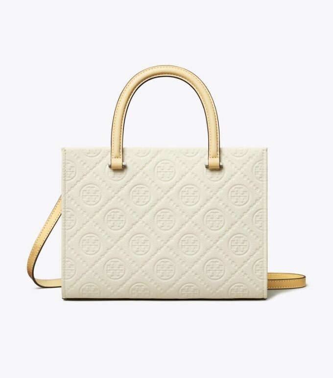 Bolso tote con asa superior y T Monogram en piel granulada Bolso tote con asa superior y T Monogram en piel granulada