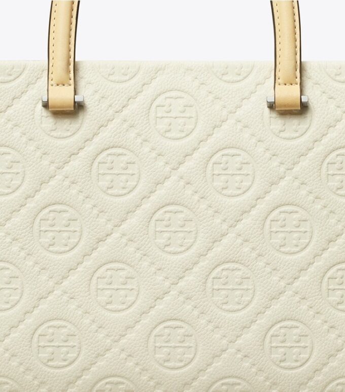 Bolso tote con asa superior y T Monogram en piel granulada Bolso tote con asa superior y T Monogram en piel granulada