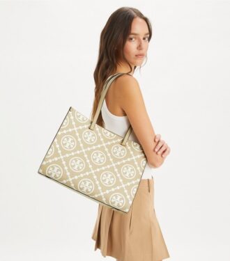 Bolso tote con monograma T Monogram en relieve en contraste
