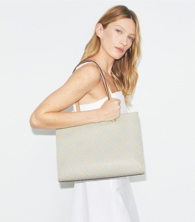Bolso tote con T Monogram en piel granulada Bolso tote con T Monogram en piel granulada