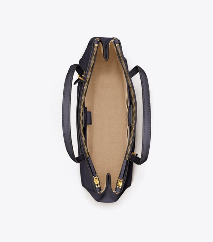 Bolso tote de piel con doble cremallera