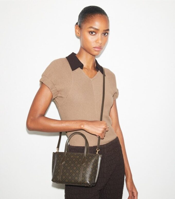 Bolso tote mini Perry de lona recubierta Bolso tote mini Perry de lona recubierta