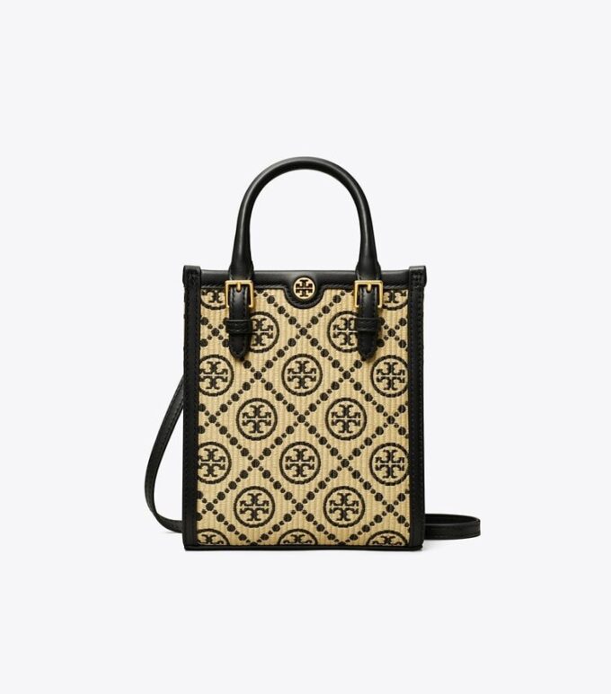 Bolso tote mini T Monogram Raffia