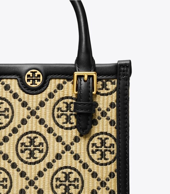 Bolso tote mini T Monogram Raffia