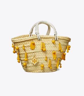 Bolso tote pequeño bordado en rafia