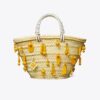 Bolso tote pequeño bordado en rafia Bolso tote pequeño bordado en rafia