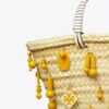 Bolso tote pequeño bordado en rafia Bolso tote pequeño bordado en rafia