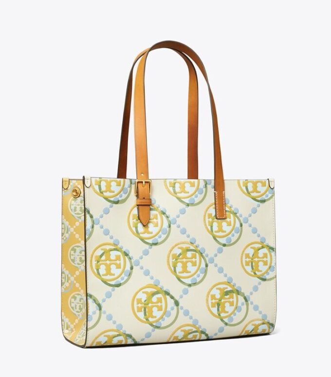 Bolso tote pequeño con T Monogram en relieve en contraste Bolso tote pequeño con T Monogram en relieve en contraste