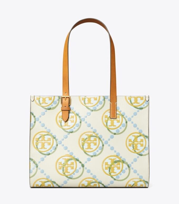 Bolso tote pequeño con T Monogram en relieve en contraste Bolso tote pequeño con T Monogram en relieve en contraste