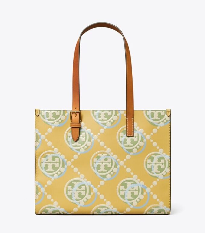 Bolso tote pequeño con T Monogram en relieve en contraste Bolso tote pequeño con T Monogram en relieve en contraste