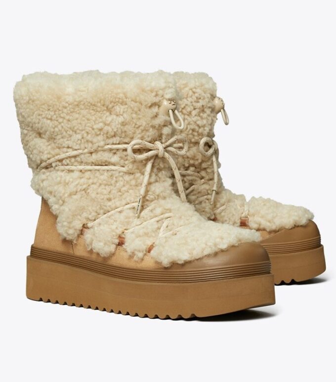 Botas con cordones de piel de oveja suave Botas con cordones de piel de oveja suave