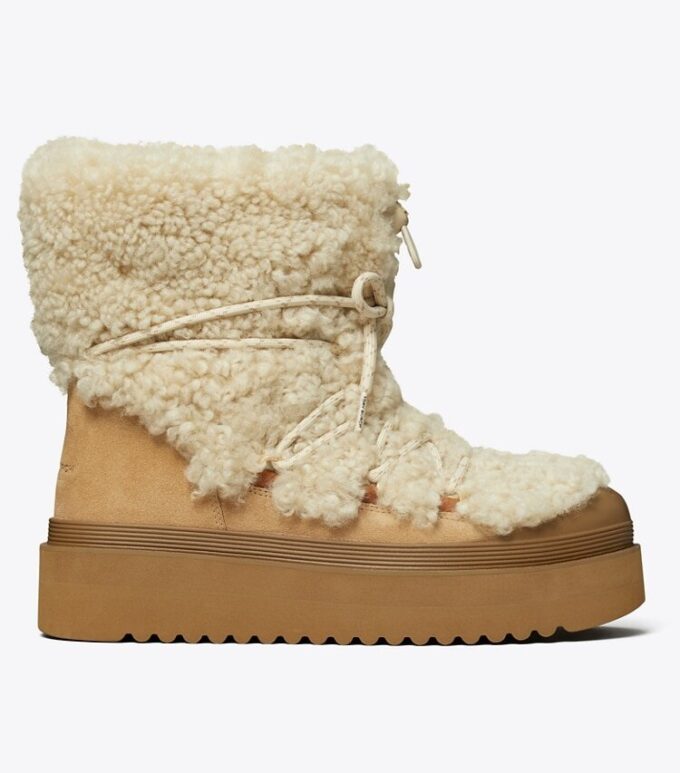 Botas con cordones de piel de oveja suave Botas con cordones de piel de oveja suave