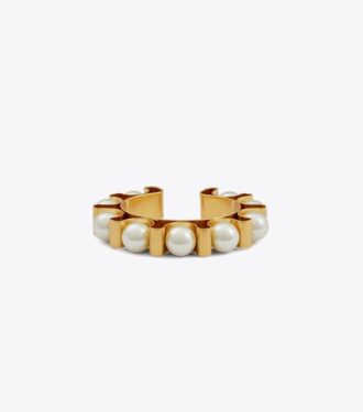 Brazalete acanalado con perlas Brazalete acanalado con perlas