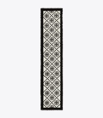 Bufanda rectangular con borde con T Monogram