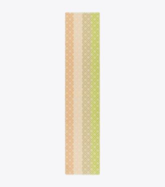 Bufanda rectangular con T Monogram y rayas multicolores