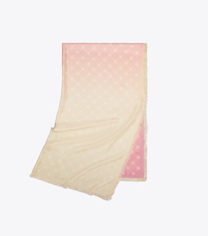Bufanda rectangular de seda con monograma T Monogram