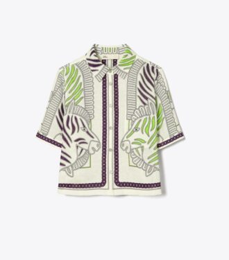 Camisa campestre estampada de lino Camisa campestre estampada de lino