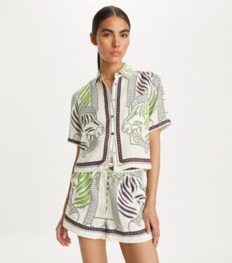 Camisa campestre estampada de lino Camisa campestre estampada de lino