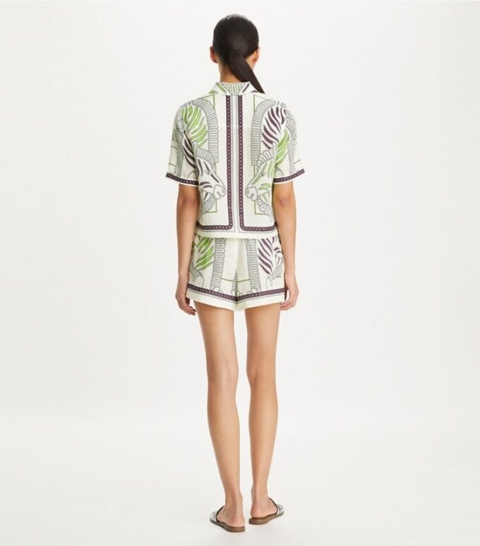 Camisa campestre estampada de lino Camisa campestre estampada de lino
