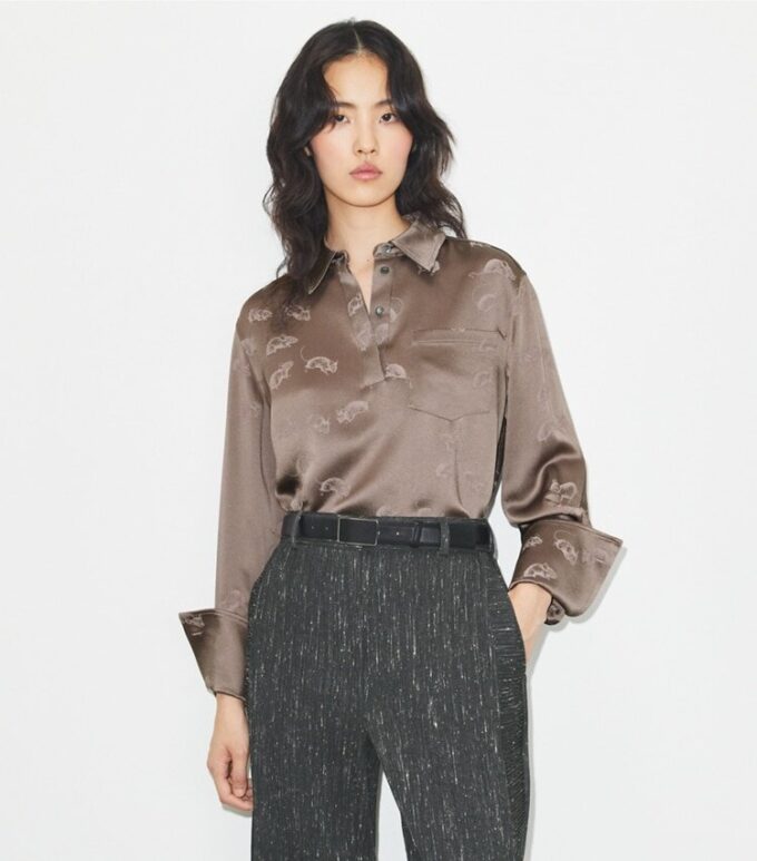 Camisa con puños jacquard Camisa con puños jacquard