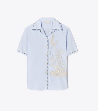 Camisa de campamento bordada