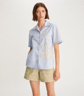 Camisa de campamento bordada