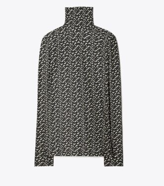 Camisa de cuello alto de jersey estampado