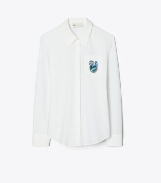 Camisa de popelín de algodón con botones