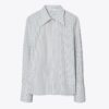 Camisa de rayas de popelín de algodón Camisa de rayas de popelín de algodón