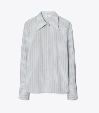 Camisa de rayas de popelín de algodón