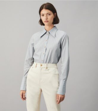 Camisa de rayas de popelín de algodón