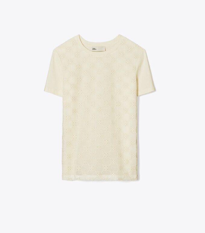 Camiseta con encaje y logotipo Camiseta con encaje y logotipo