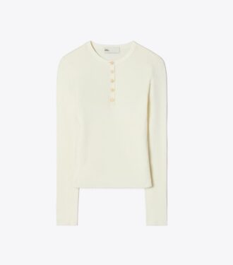 Camiseta Henley de viscosa acanalada