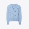 Cardigan de cachemira con bordado de pájaro Cardigan de cachemira con bordado de pájaro