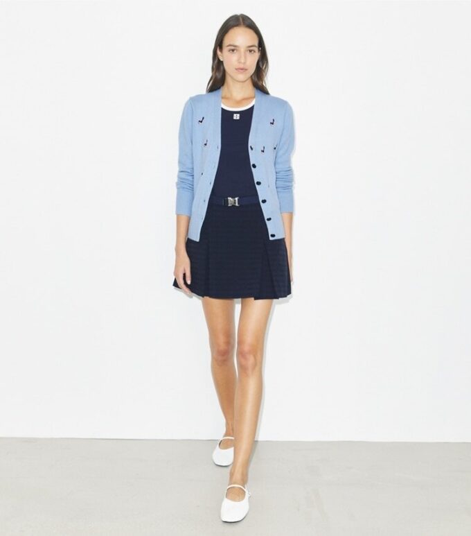 Cardigan de cachemira con bordado de pájaro Cardigan de cachemira con bordado de pájaro