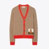 Cardigan de cachemira con parche de tigre Cardigan de cachemira con parche de tigre