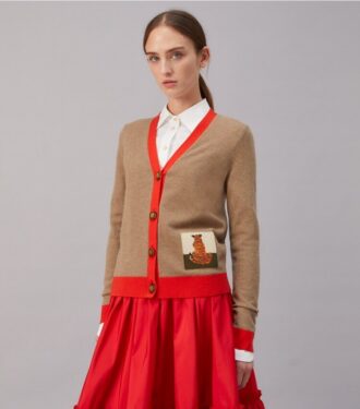 Cardigan de cachemira con parche de tigre