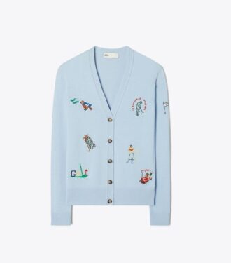 Cardigan de golf bordado de cachemira Cardigan de golf bordado de cachemira