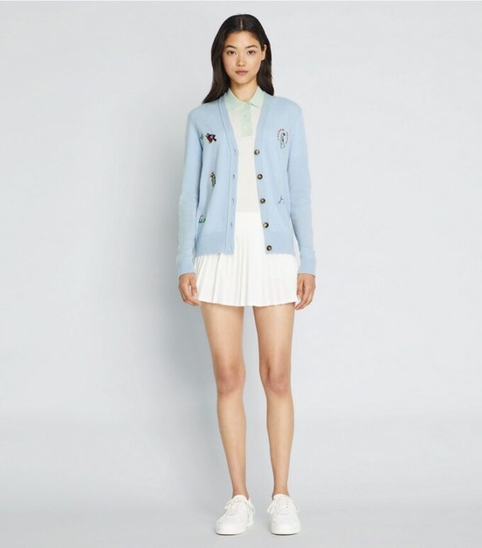 Cardigan de golf bordado de cachemira Cardigan de golf bordado de cachemira