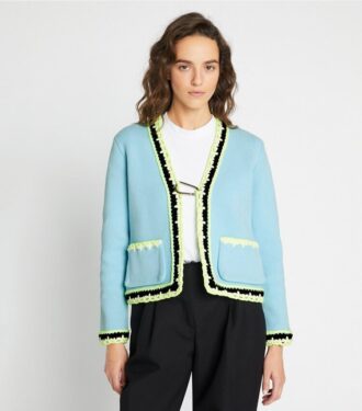 Cardigan de viscosa de punto técnico