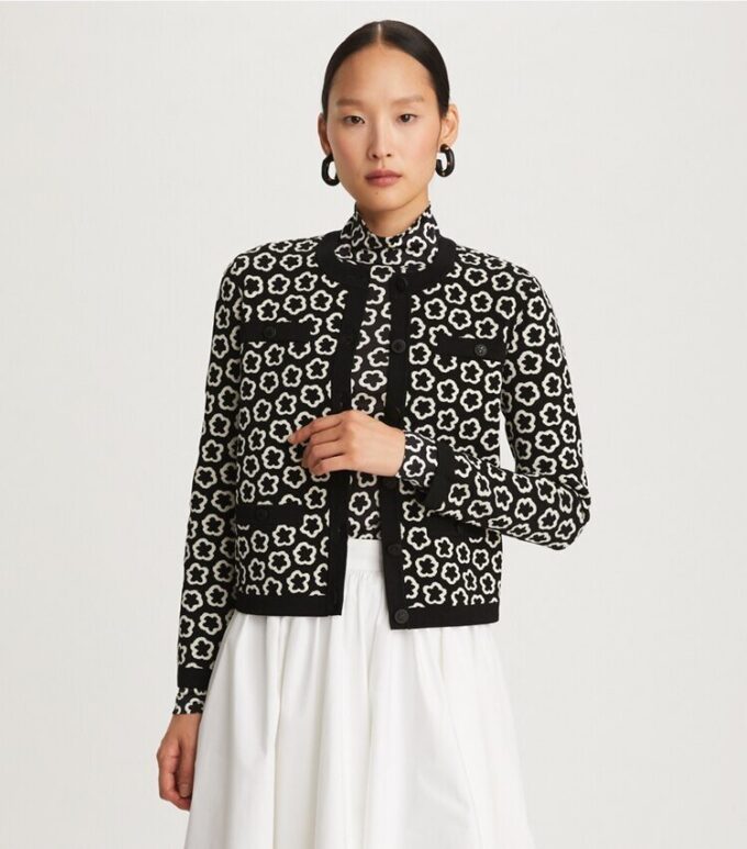 Cardigan Kendra con jacquard floral Cardigan Kendra con jacquard floral