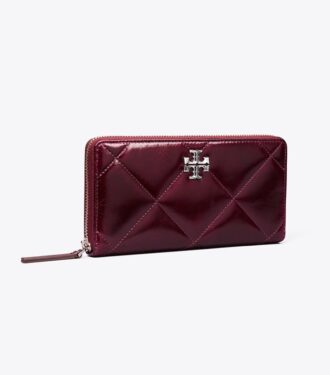 Cartera continental con cremallera Kira Diamond Quilt Distressed